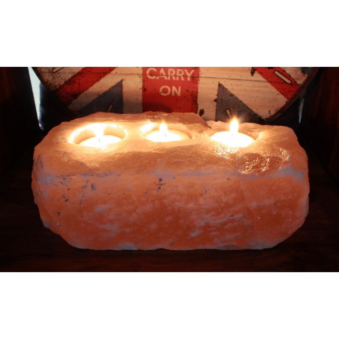 Κηροπήγιο Τριπλό από Άλατα Ιμαλαΐων - Himalayan Salt Φωτιστικά από Άλατα Ιμαλαϊων